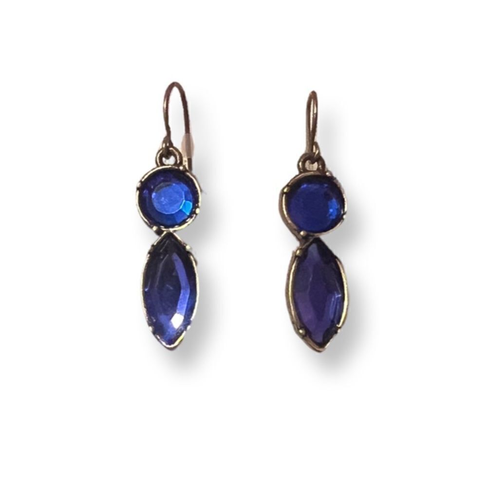 NWT Blue Purple And Clear Rhinestone Gold Statement Necklace And Earrings Set - Picture 2 of 3